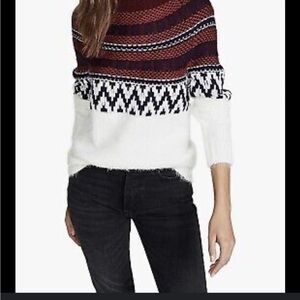 BB Dakota Red and White Cowl Neck Sweater